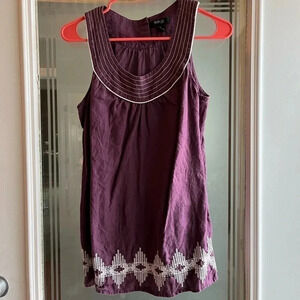 Style and Co‎ Purple Linen Embroidered Tank 8P